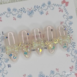 Aurora Ribbon Handmade Nail Tips - Ballerina / 오로라 리본 수제네일팁 - 발레리나