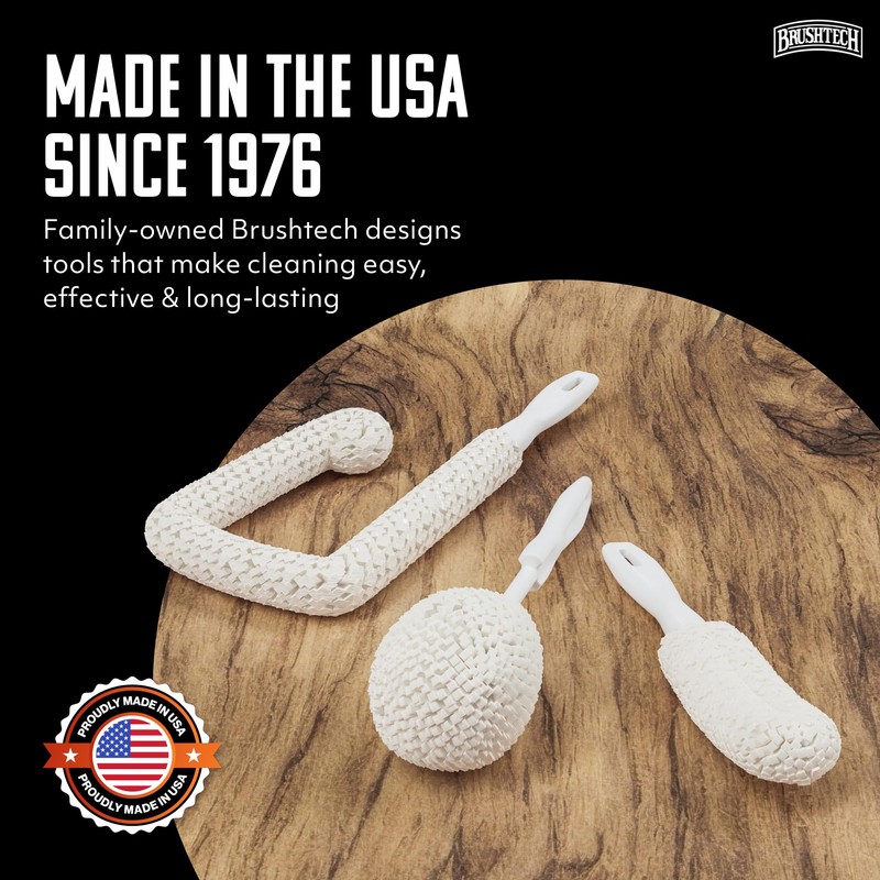 Brushtech 3-Piece Sommelier’s Washing Kit - USA Made Glass Cleaning