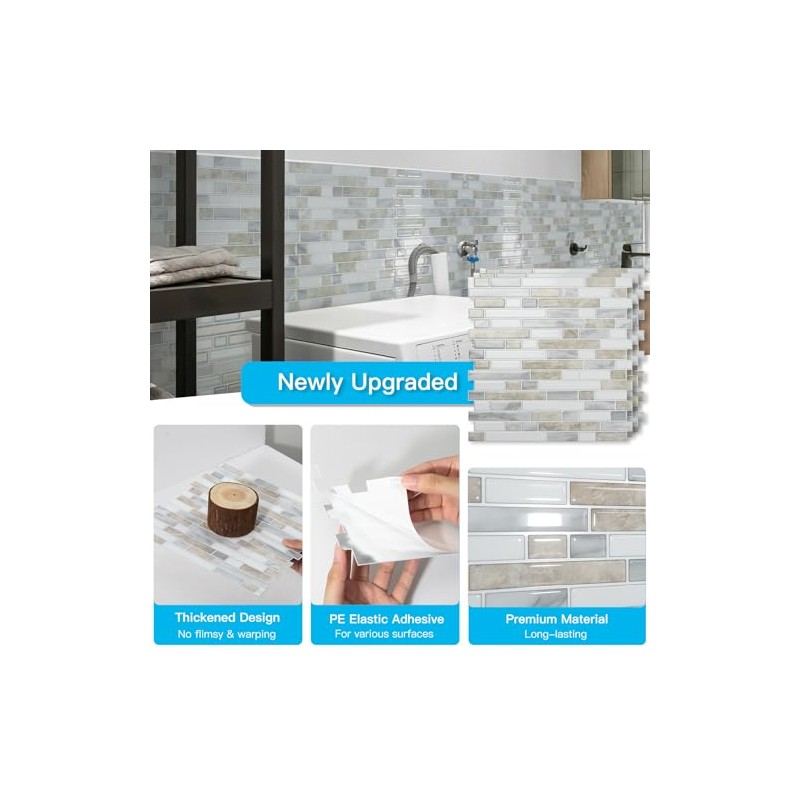 Art3d 10-Sheet Heavy-Duty Peel and Stick Backsplash, Waterproof Wall Tiles
