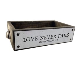 ANVEVO Love Never Fails – Bible Verse House Décor Box – Cute & Funny Rustic Farmhouse Home Décor – Storage Caddy - Wood Boxes with Sayings