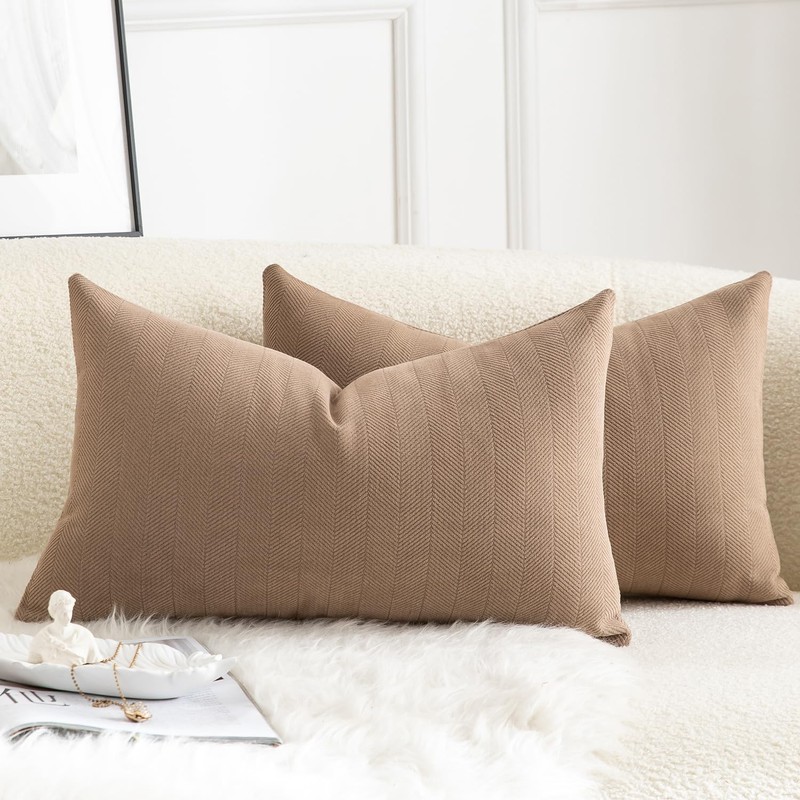 MANDIOO Pack of 2 Chenille Throw Pillow Covers Elegant Design