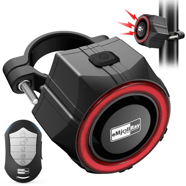 eMjollRay Bike Alarm,110dB Loud Waterproof Wireless E-Bike Alarm with Remote,Anti