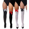 WHITE STOCKINGS WITH RED BOW - LADIES HOLD UP STOCKINGS