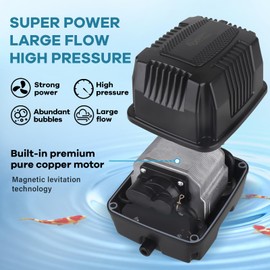 hygger Pond Aerator Linear Air Pump Powerful Quiet Commercial Tank Air Pump Pond Pump for Pond Aeration Waste Treatment Septic Fish Farm Hydroponic Aquarium Seafood Restaurant