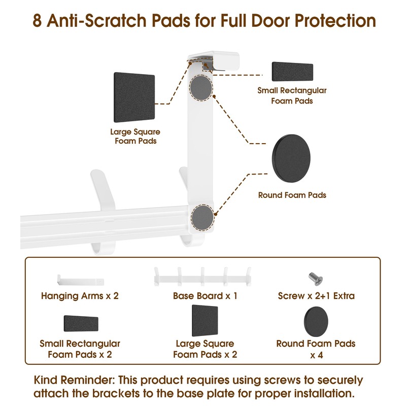 CHAUNCEY HOME Over The Door Hooks Hanger with 7" Arms