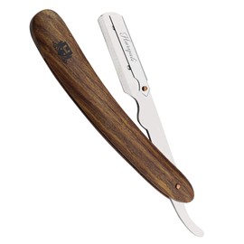 Hairdressing Style Wooden Razor with Leather Case Perfect for Beginners, Wet Razor and Deep Razor. Comes with a leather pouch for added safety.