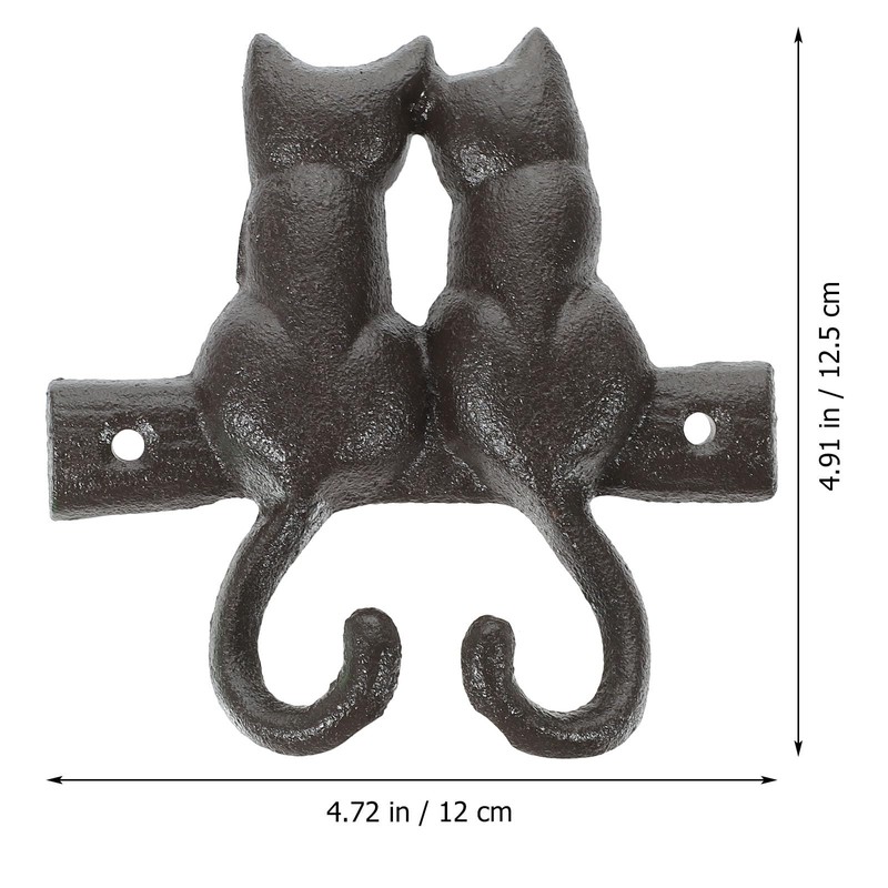 Angoily Wall Mounted Hook, Black Iron Coat Hooks, Decorative Cats