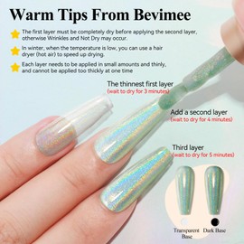 Bevimee Holographic Nail Polish 12ML Fast Drying Iridescent Chameleon Sparkly Nail Polish Rainbow Effect Shimmer Glitter Nail Polish Blue Green Laser Holo Polish Nail Art-No Require Cured 1PCS