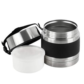 FAMILY Stainless Steel Thermos Flask Insulated Solids Liquid Container with Inner Container for Soups, Dips, Salads (Black, 1L)