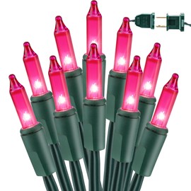 BrizLabs Pink Christmas Lights, 69.6ft 300 Count Pink String Lights Connectable, 120V UL Certified Incandescent Xmas Lights Green Cord, Outdoor Mini String Lights for Indoor Party Garden Patio Decor