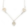 Avalaya Mother of Pearl Triple Heart Necklace In Silver Tone