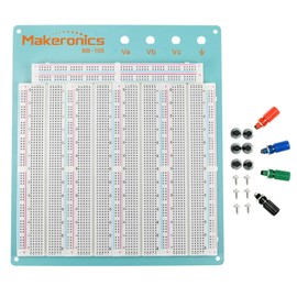 Makeronics 3220 Solderless Breadboard | 3220 Tie-Points Experiment Plug-in Breadboard with Blue Aluminum Back Plate and Copper Contact Clips inside ABS Plastic Housing for Circuit/Arduino/Raspberry Pi