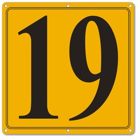i-CowFun Premium Aluminum Number Signs 19, Metal 12" X 12" Yellow Numbered Signs Outdoor for Parking Lots, Floor, Dock, Court, Aisle, Field, High Visibility, No Fade, Weather-resistant