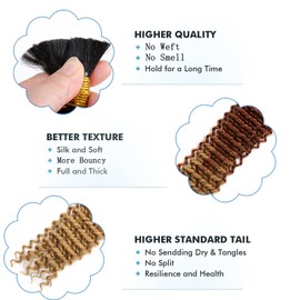 XGY Hair Braiding Hair for Boho Braids 120g Deep Wave Bulk Synthetic Braiding Knotless 3 Tone Color 30 Inch Water Wave Bundles Hair Extensions 2 Bundles for Women (T1b/30/27, 30 Inch)