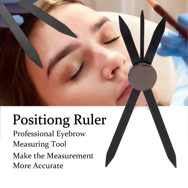 Eyebrow Stencil Ruler Black Stainless Steel Eyebrow Makeup Caliper Ruler