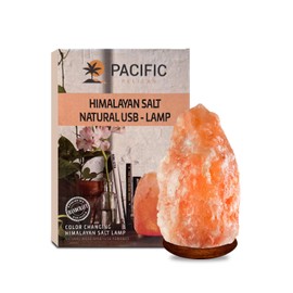 Pacific Pelican 100% Himalayan Pink Salt USB Table lamp/Color Changing lamp for Gift/Home Decor/Office