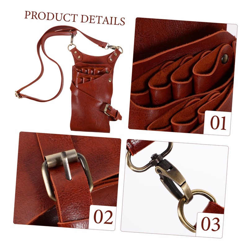 SAFIGLE Detachable Leather Barber Comb Pouch Scissors Bag for Hairdressing