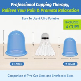 ELERA Silicone Cupping Therapy Sets, Cellulite Reduction Vacuum Cup - Cupping Kit for Massage Therapy (4 Cups)