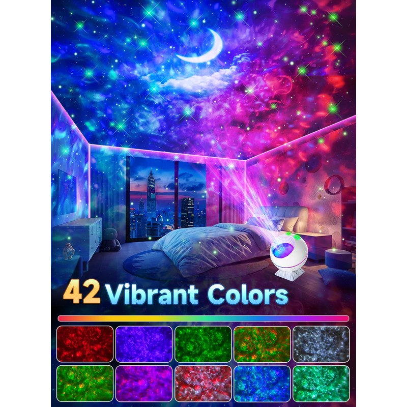 One Fire Galaxy Light Projector, 42 Colors Star Projector Galaxy