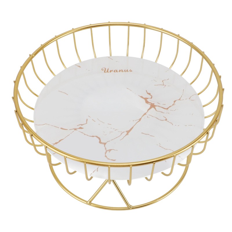Round Fruit Basket Large Capacity Hollow Metal Fruit Bowl Stand