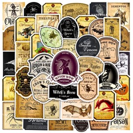 50 Pcs Retro Potion Label Stickers for Kids Teens Adults Boys Girls Gift,Stickers Pack for Laptop,Skateboard,Luggage,Car,Bike, Cup,Computer,Water Bottle Decor,Vintage Vinyl Waterproof Sticker Decals