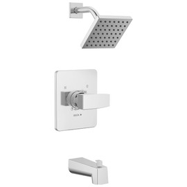 Delta Faucet Modern Raincan Square Single-Function Tub and Shower Trim Kit Chrome, Tub Faucet Set, Rainfall Shower Head Chrome, Delta Shower Trim Kit, Chrome T14468-PP (Valve Not Included)