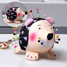 SUNHUITOY 1 Piece Pin Cushion Hedgehog Shape Pin Holder with 200 Pieces Colourful Head Pins DIY Sewing Craft Tool Needle Holder Cushion Accessories for Crafts Sewing