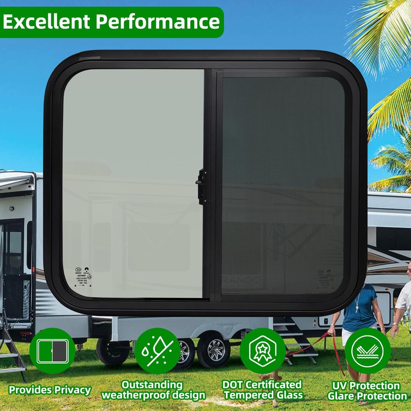 RV Window,24"W x 20"H Horizontal Sliding Replacement RV Window for