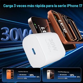 Cargador para iPhone 16 15 17 Pro Max de 30 W, cargadores tipo C, cargador rápido USB C, carga rápida con cable de carga C de 10 pies para iPhone 17/1