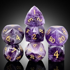 Juego de dados D&D de amatista, multifactado, con estuche de regalo para mazmorras y dragones, juegos de mesa, coleccionistas (amatista)