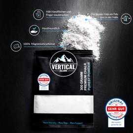 VERTICAL FELLOWS Chalk Fine 300 g - Dermatest Very Good - Climbing Chalk, Climbing Chalk, Magnesia for Climbing, Bouldering (Powder, 300 g)