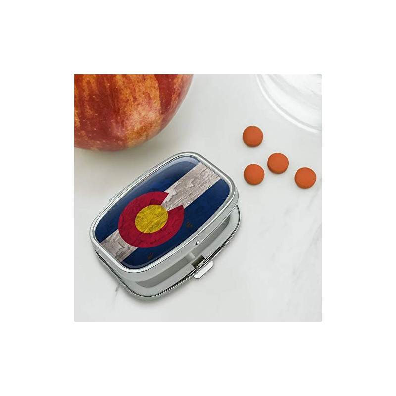 Rustic Distressed Colorado State Flag Rectangle Pill Case Trinket Gift