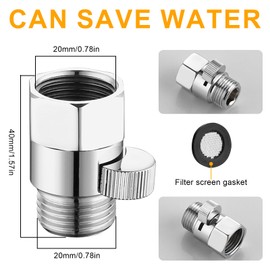 Vueinrg Shower Head Shut-Off Valve 1/2 Inch Water Stopper Shower Valve Shower Stop Brass Angle Valve Water Distributor Shower Shut-Off Valve with Rubber Seal for Hand Shower Arm (Polished Chrome)