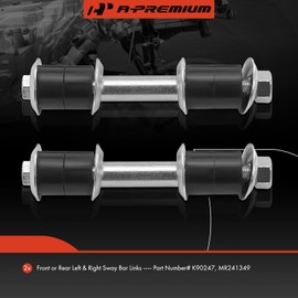 A-Premium Juego de 2 barras estabilizadoras delanteras o traseras compatibles con Nissan 240SX 1989-1998, 300ZX 1990-1996 e Infiniti J30, Q45 y Mitsubishi Lancer, Mirage, Mirage G4