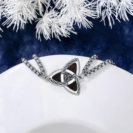 YEESIA Celtic Bracelets for Men and Women, 925 Sterling Silver, Ebony Celtic Bracelets, Adjustable Irish Wooden Jewellery, Gifts for Men and Women