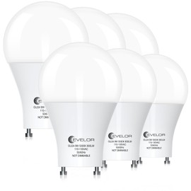 evelor GU24 LED Light Bulb,60 Watt Equivalent Daylight White 5000K,Non-Dimmable,Efficient 9W,800 Lumens 2 Prong Light Bulbs,15000 Hours,Ideal for Kitchen,Range Hood,Living Room,Bedroom,6-Packs