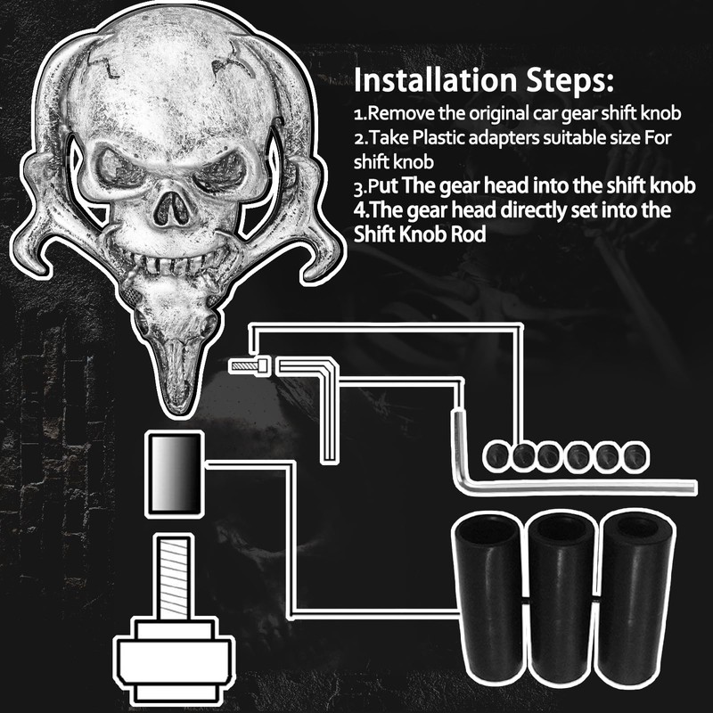 XIMINZ Shift Knob Automatic Skull Shape Universal Gear Knob Replacement