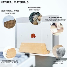 ACODE Wood Vertical Laptop Stand, Laptop Holder for Desk Compatible with MacBook Pro Air Surfaces,Laptops Storage Rack Slot Thickness 0.59" to 0.71"，Vertical Laptop Stand 2 Slots for max 2 Devices