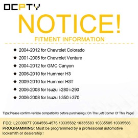 OCPTY Replacement 1Pcs Remotes Key Fob for Chevy Colorado for Venture for GMC Canyon for Pontiac Montana for Hummer H3 H3T for Isuzu i-280 i-290 i-370 Oldsmobile Silhouette 2001-2012 L2C0007T