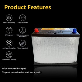 JUEWUCB Universal Car Battery Insulation Blanket Heat Shield Blanket for Extreme Temperature Protection Thermal Wrap with Universal Fit for Truck, RV, 4WD Vehicles & Automotive Batteries 40"x7" (1Kit)