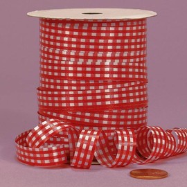 Red Gingham Curling Ribbon, 3/8" X 250Yd