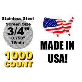 PipeScreenZ™ 3X 1000 Count 3/4" Stainless Steel Pipe Screens HIGHEST QUALITY - MADE IN USA!