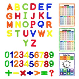 Ninnyi 56 Pcs Magnetic Letters and Numbers for Children Set, Colorful Alphabet Numbers Symbols Magnets for Fridge Kids Education Tool