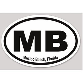 Mexico Beach MB Florida FL 4x6 Inch Euro Oval Black & White Bumper Sticker