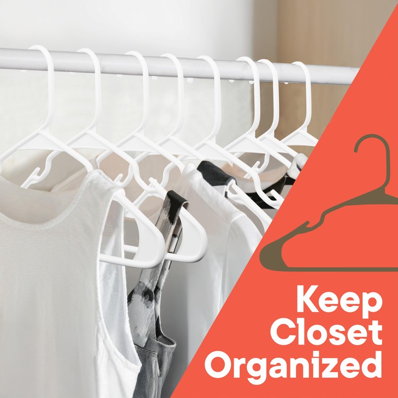 White Plastic Hangers 100 Pack– Heavy-Duty Plastic Hangers Slim and