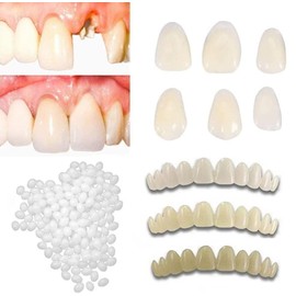 Fake Tooth Repair Kits DIY Dental Care Kit Glue for Filling Missing Broken Teeth Crowns and Bridges Moldable Fake Teeth to Regain Your Beautiful Smile in Minutes-White Color