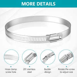 Pipe Clamps Stainless Steel 150 mm - HG Power Hose Clamp Clip Set Worm Drive Hose Clips for Fixing Exhaust Hose and Exhaust Fan, Clamping Range 141-165 mm