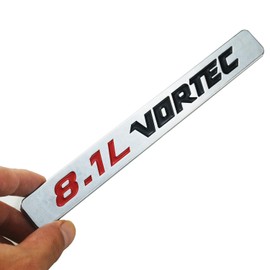 Pair Set 8.1L Vortec Emblems 3D Badge Nameplate Replacement for 2500Hd 3500Hd (Chrome Black Red)
