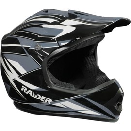 Raider 2131915 GX3 Unisex-Child MX Off-Road Helmet (Black/Silver, Youth Large)