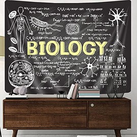 Uokiuki Science Tapestry, Educational Tapestry for Teen Teacher Student, Hand drawn Biology on Chalkboard Tapestry Wall Hanging for Classroom Bedroom Living Room Dorm 60 X 40 Inch